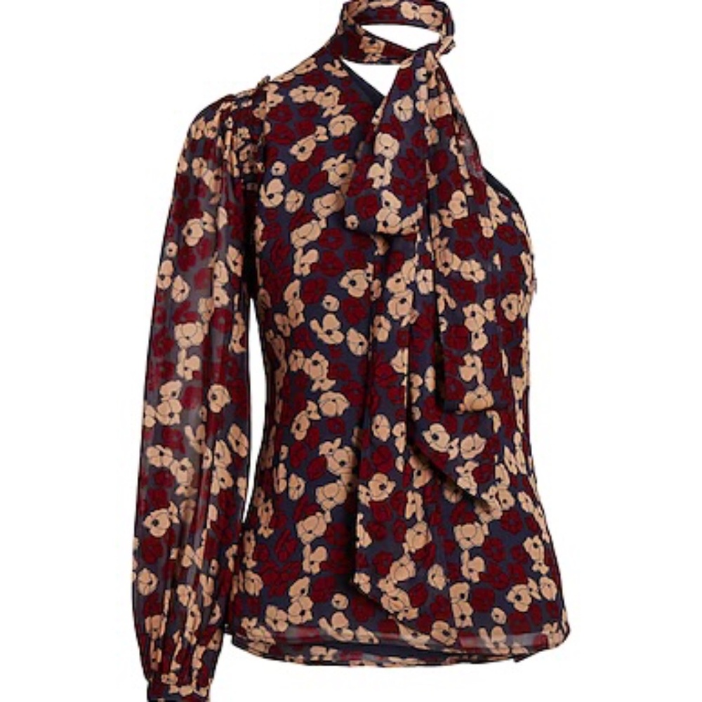 Polo Ralph Lauren Georgette Tie-Neck One-Shoulder Top